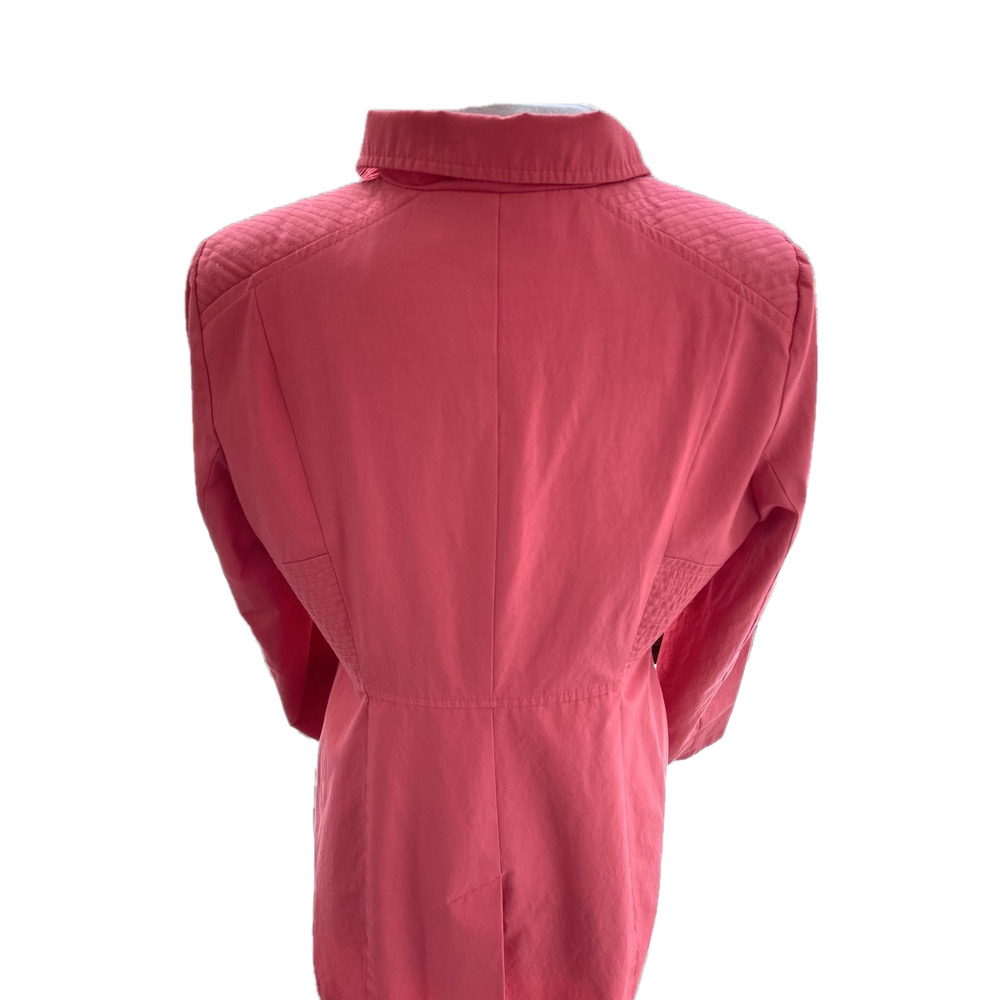 Via Spiga Rain Coat Coral Large Trench Coat Zip Up Water Repellent Women’s - Picture 8 of 16